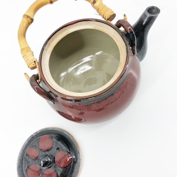 Asian Teapot Bamboo Handle Tea Collectible Brown - Picture 5 of 7